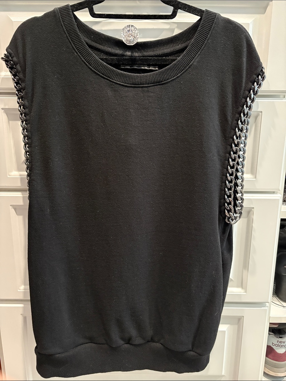 AllSaints Black Chain-Trim Sleeveless Tank